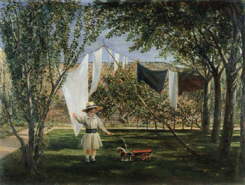 Charles Robert Leslie Child in a Garden with His Little Horse and Cart oil painting picture